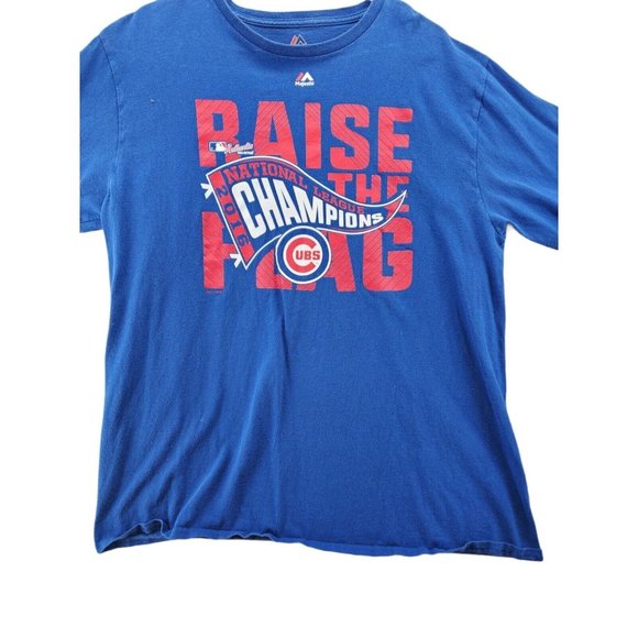 CHICAGO CUBS Shirt Men's Long Sleeve Crew Neck MLB Baseball Blue Extra Large - Picture 5 of 6